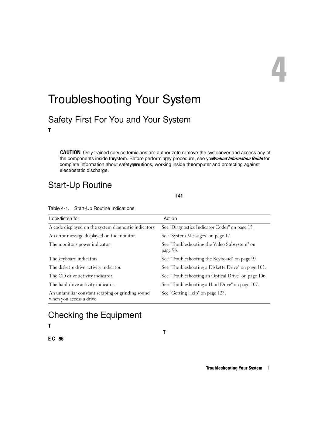 Dell SC1430 owner manual Safety First-For You and Your System, Start-Up Routine, Checking the Equipment 