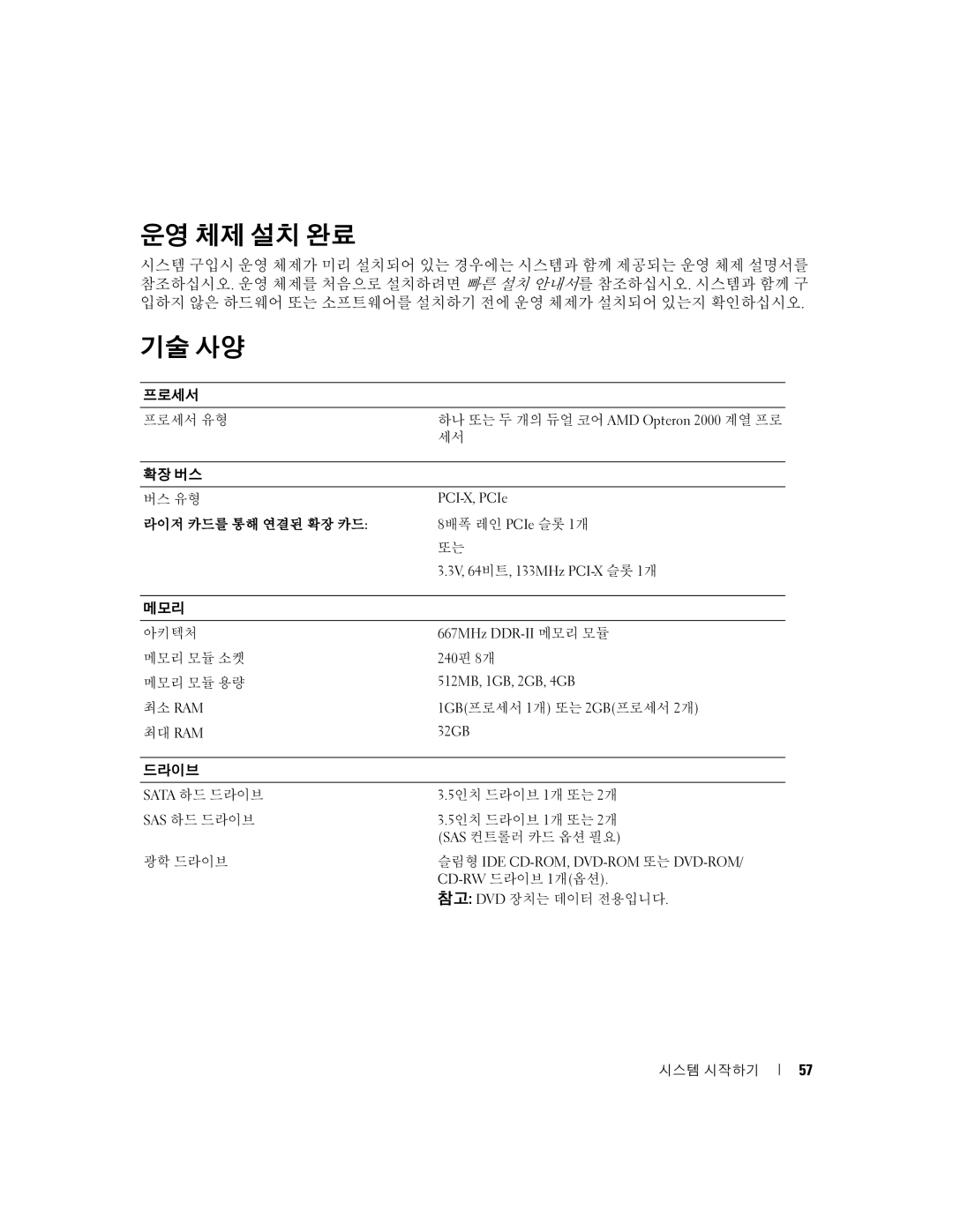 Dell SC1435 manual 운영 체제 설치 완료, 기술 사양, 라이저 카드를 통해 연결된 확장 카드 