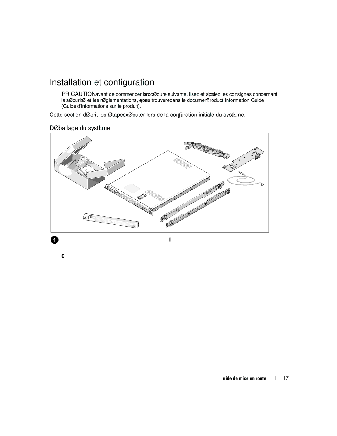 Dell SC1435 manual Installation et configuration, Déballage du système 