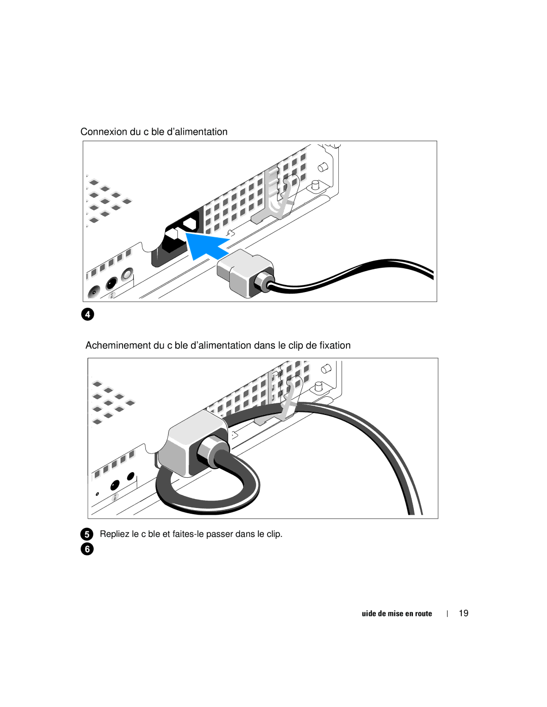 Dell SC1435 manual Connexion du câble dalimentation, Branchez le câble dalimentation sur le système 