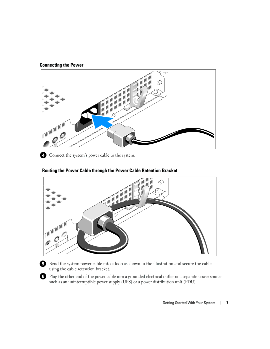 Dell SC1435 manual Connecting the Power, Connect the system’s power cable to the system 