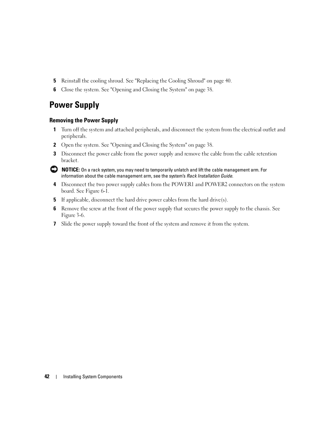 Dell SC1435 owner manual Removing the Power Supply 