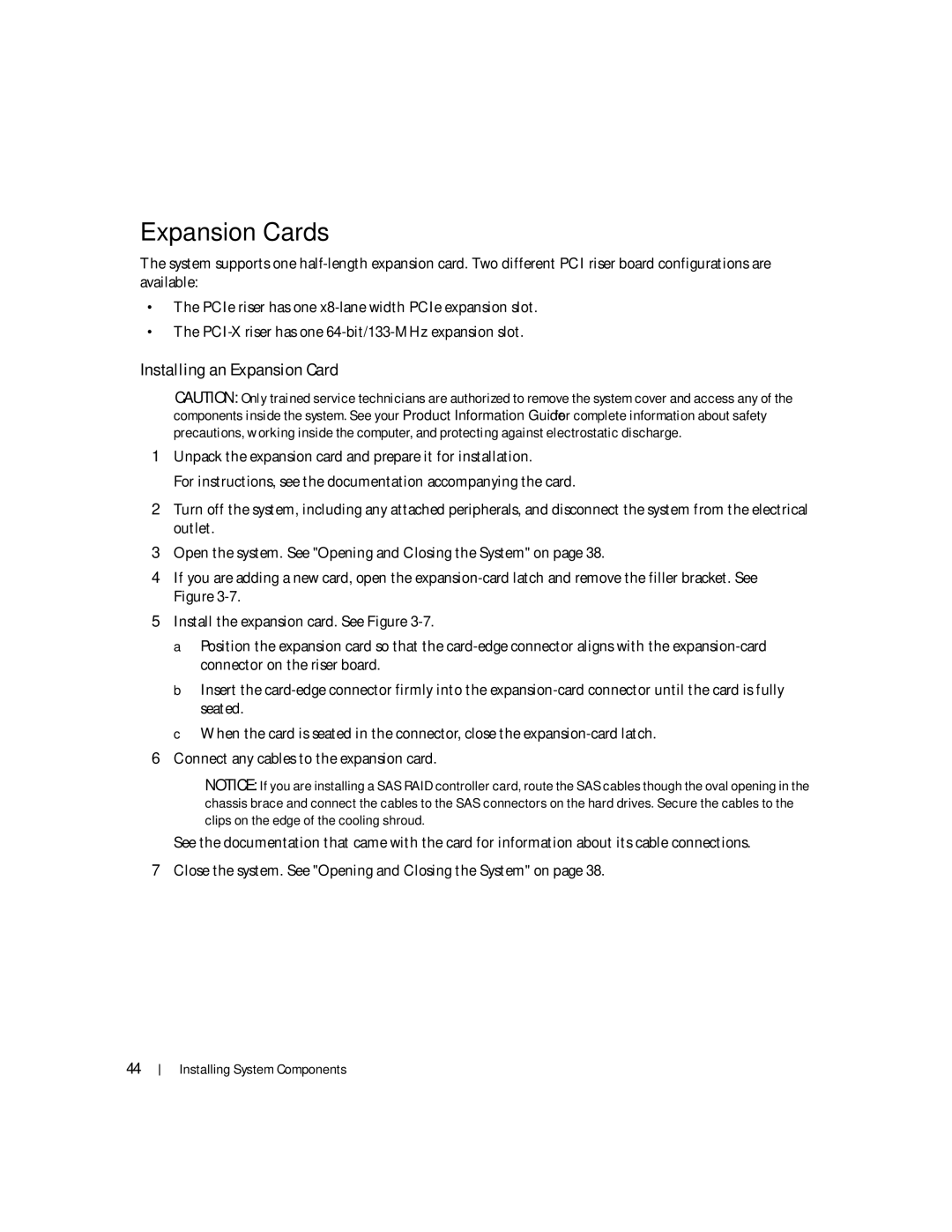 Dell SC1435 owner manual Expansion Cards, Installing an Expansion Card 