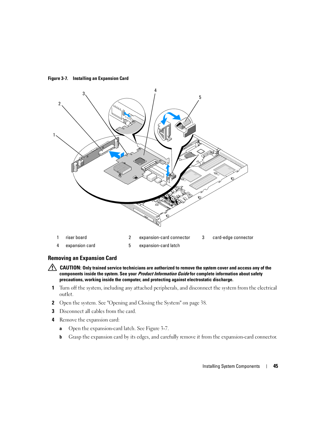 Dell SC1435 owner manual Removing an Expansion Card, Expansion card Expansion-card latch 