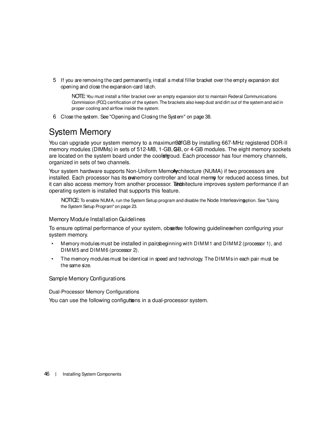 Dell SC1435 owner manual System Memory, Memory Module Installation Guidelines, Sample Memory Configurations 