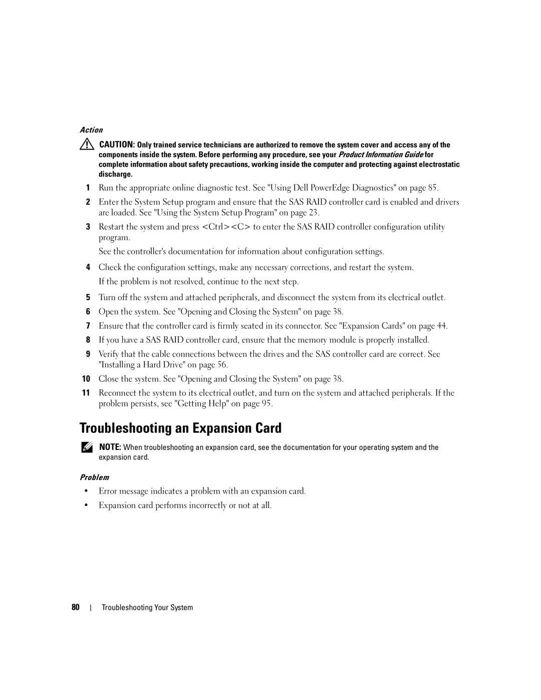 Dell SC1435 owner manual Troubleshooting an Expansion Card 