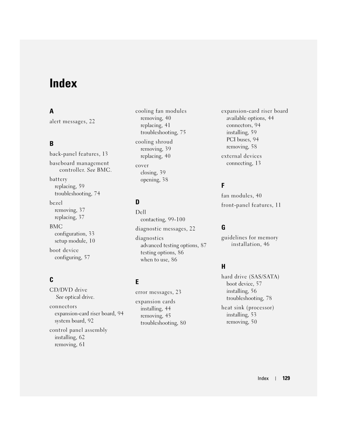 Dell SC1435 owner manual Index 