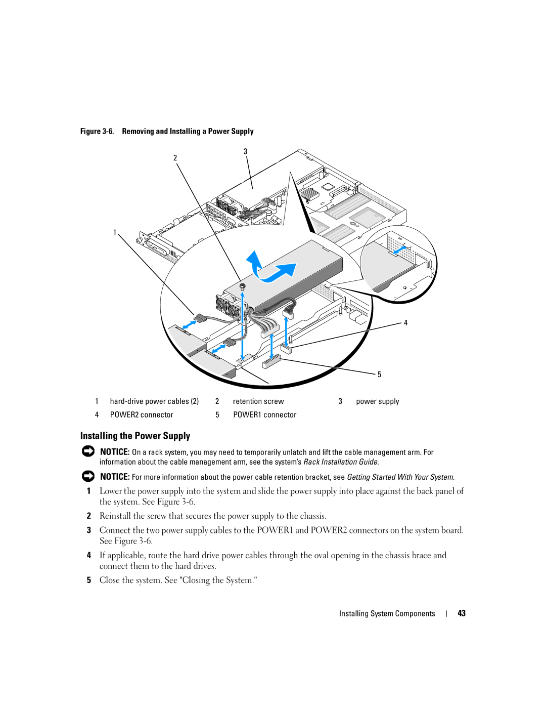 Dell SC1435 owner manual Installing the Power Supply, Removing and Installing a Power Supply 