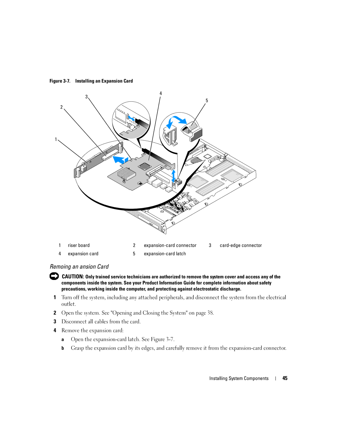 Dell SC1435 owner manual Removing an Expansion Card, Expansion card Expansion-card latch 