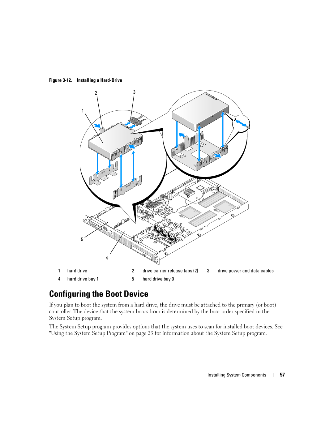 Dell SC1435 owner manual Configuring the Boot Device, Hard drive bay 