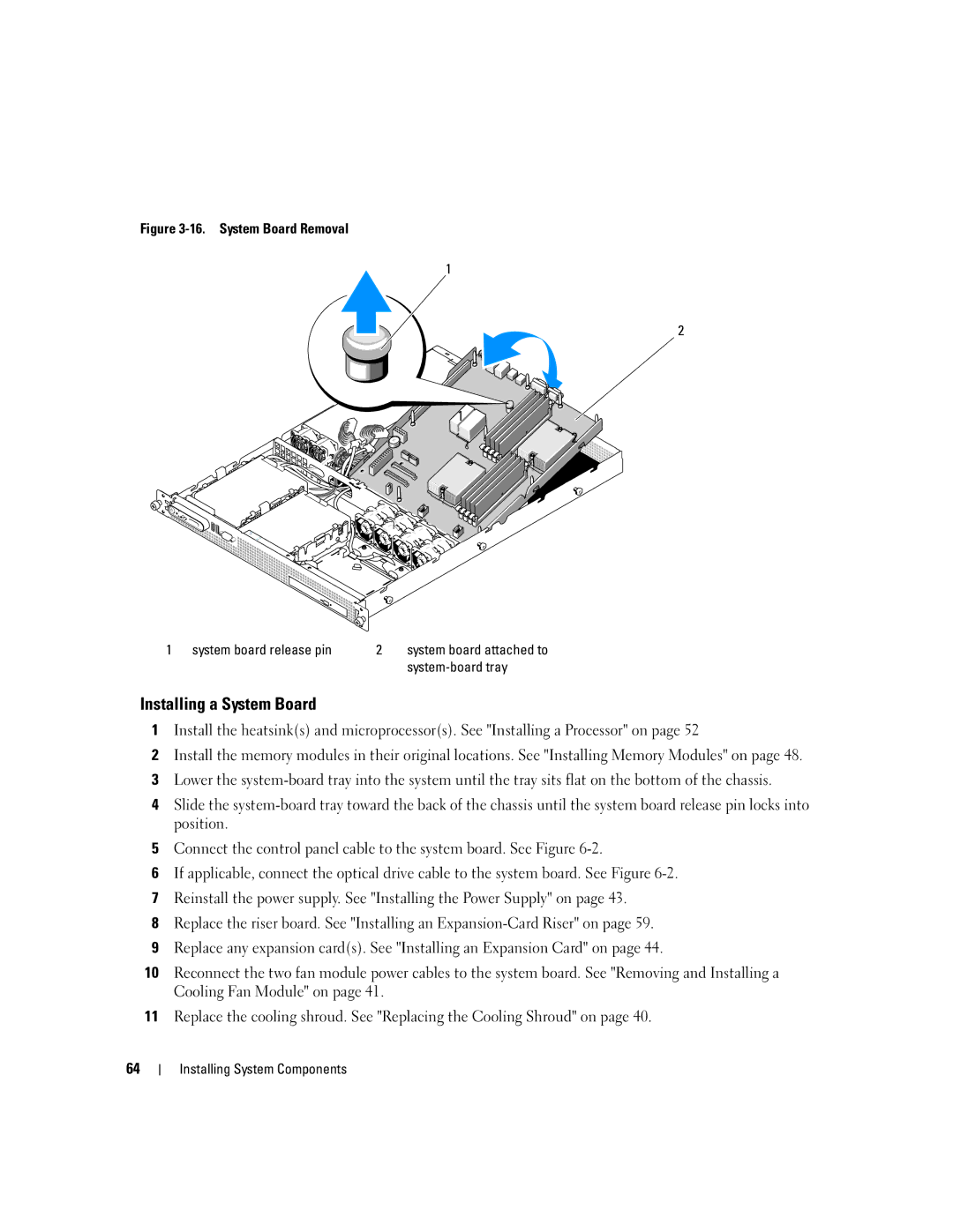 Dell SC1435 owner manual Installing a System Board, System-board tray 