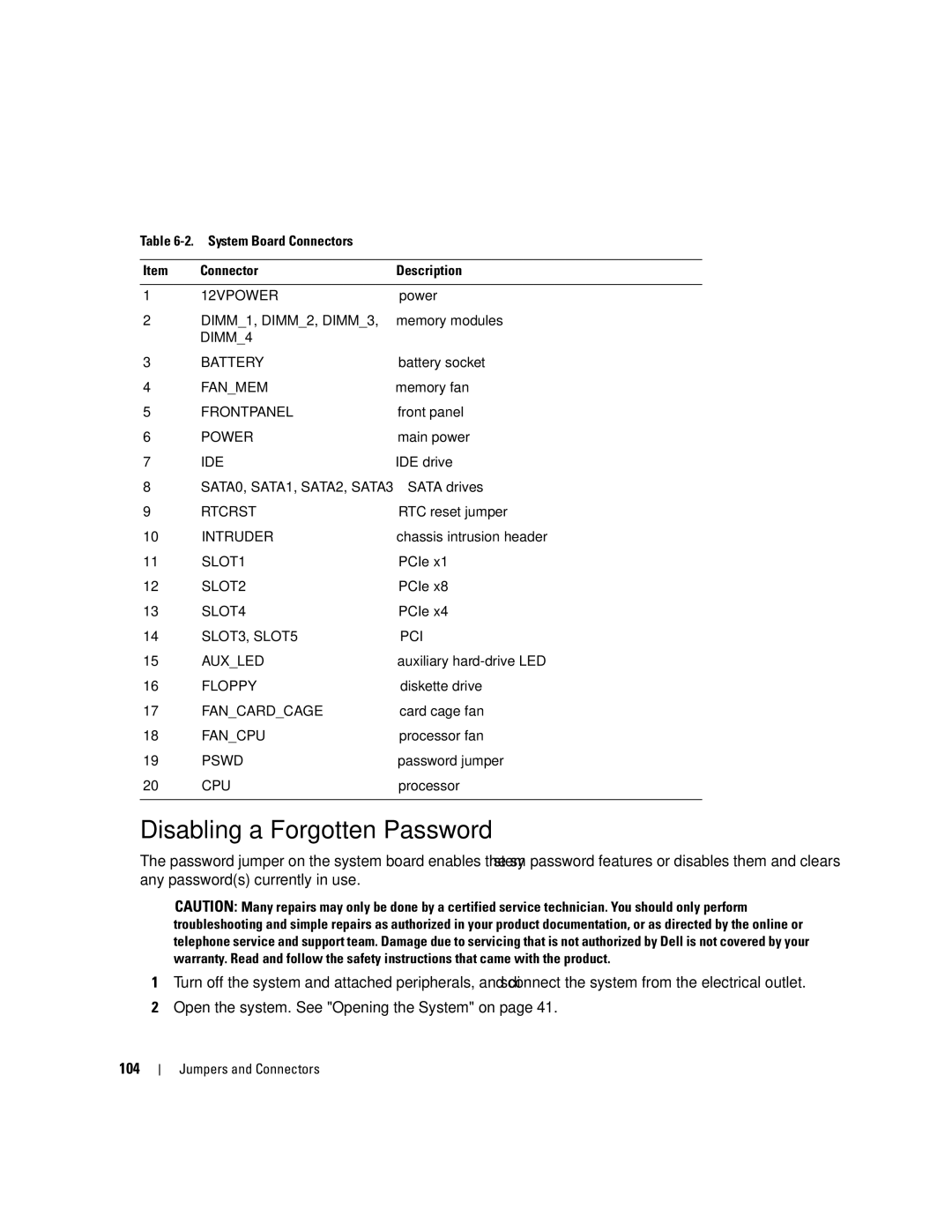 Dell SC440 owner manual Disabling a Forgotten Password 