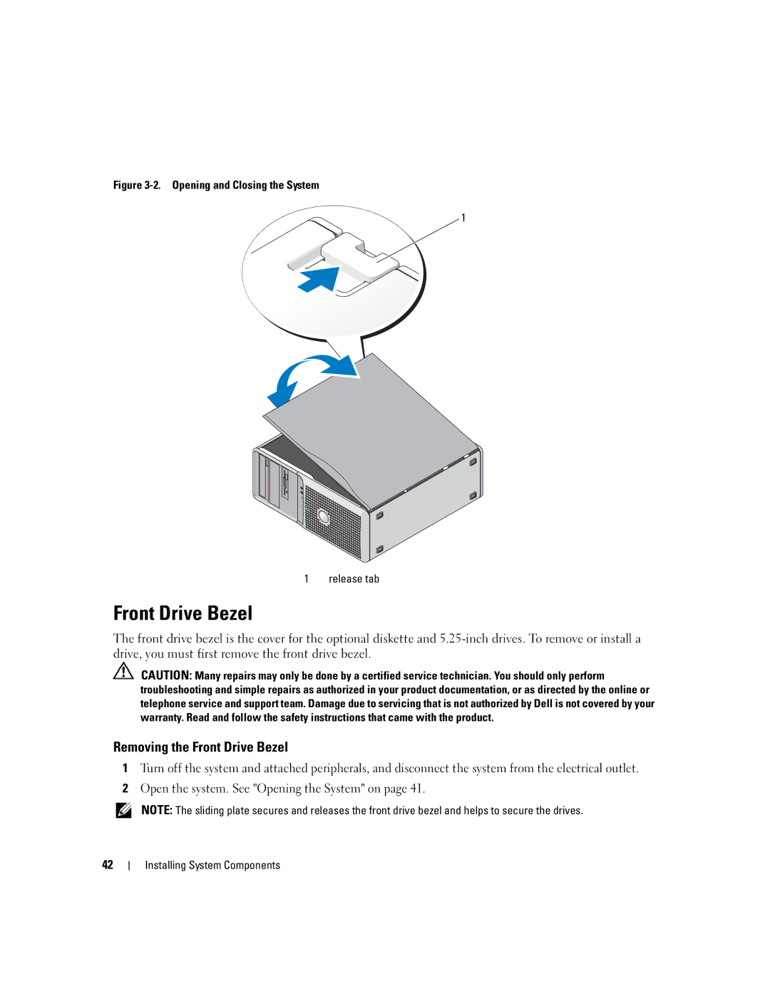 Dell SC440 owner manual Removing the Front Drive Bezel 