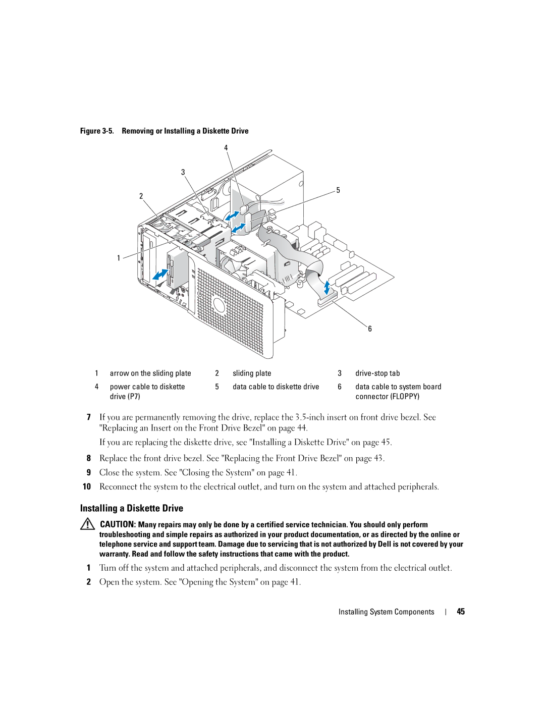 Dell SC440 owner manual Installing a Diskette Drive, Drive P7 Connector Floppy 