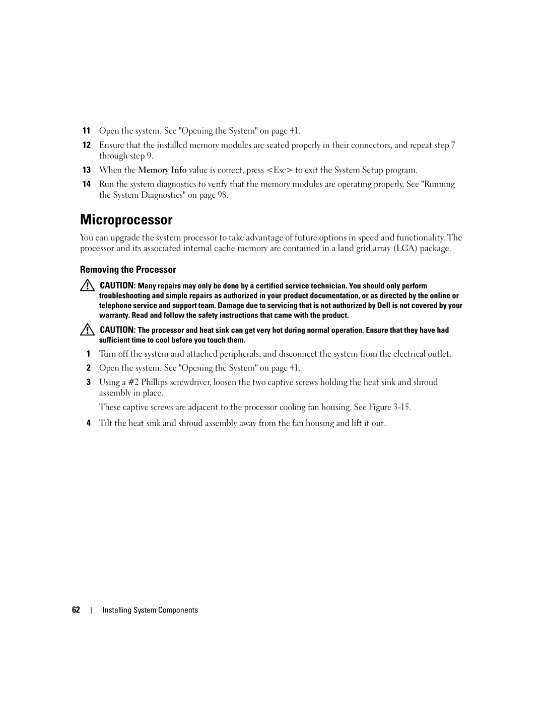 Dell SC440 owner manual Microprocessor, Removing the Processor 