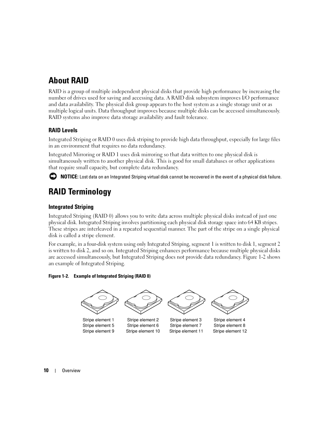 Dell SCSI 6/IR manual About RAID, RAID Terminology, RAID Levels, Integrated Striping 