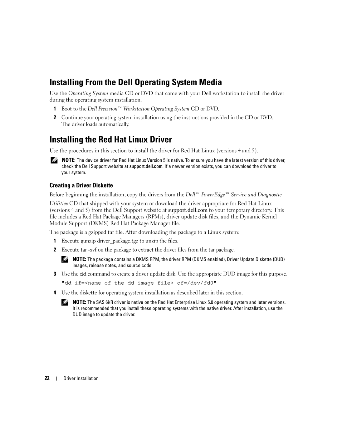 Dell SCSI 6/IR manual Installing From the Dell Operating System Media, Installing the Red Hat Linux Driver 
