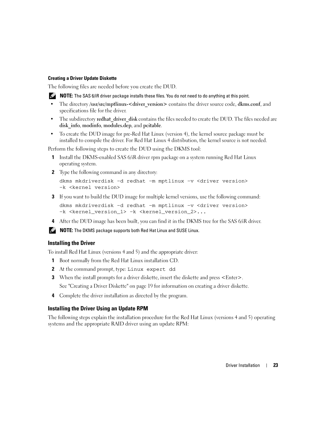 Dell SCSI 6/IR manual Installing the Driver Using an Update RPM 