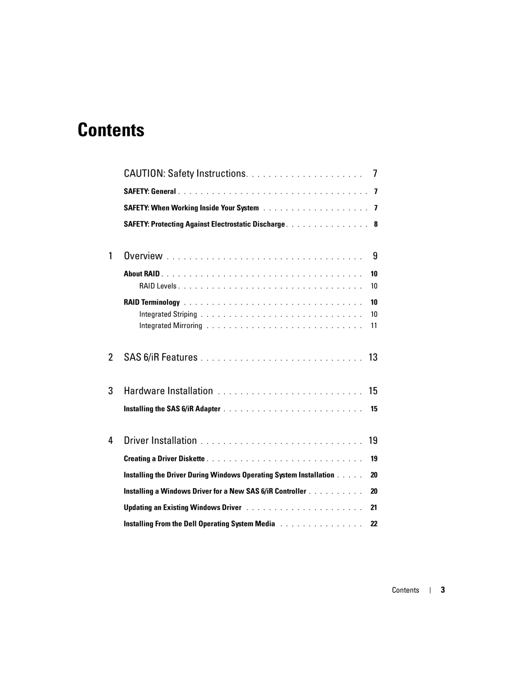 Dell SCSI 6/IR manual Contents 