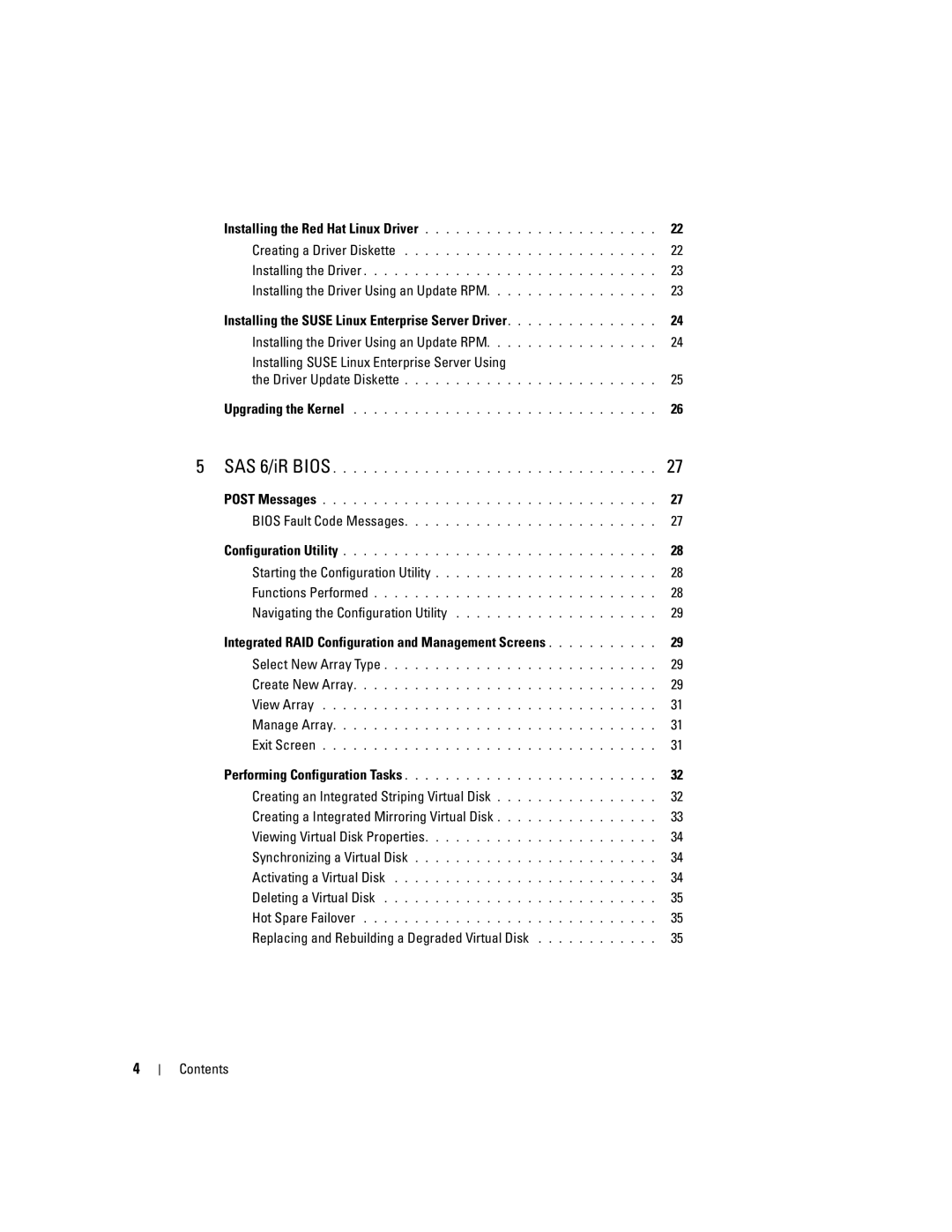 Dell SCSI 6/IR manual Replacing and Rebuilding a Degraded Virtual Disk Contents 