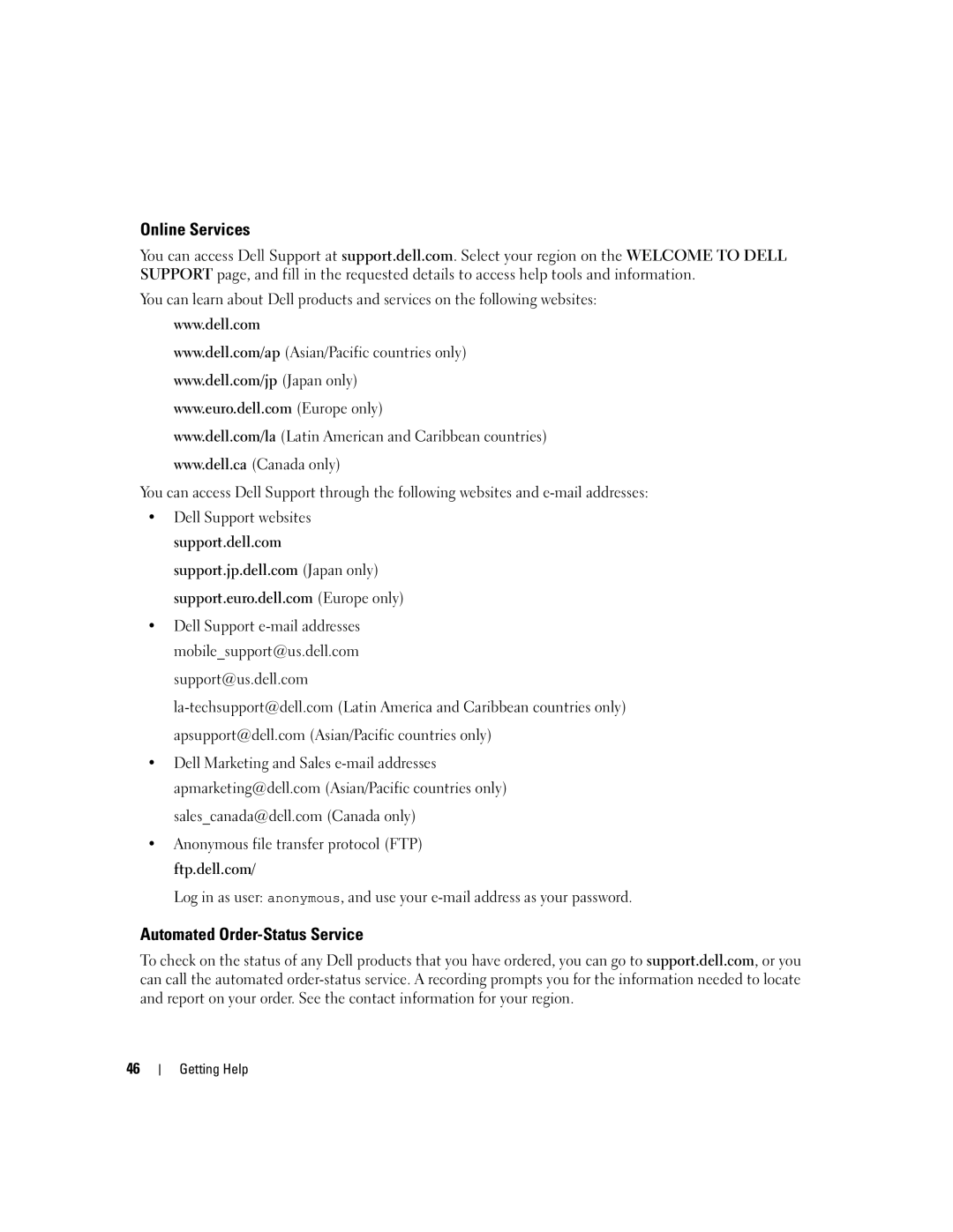 Dell SCSI 6/IR manual Online Services, Automated Order-Status Service 