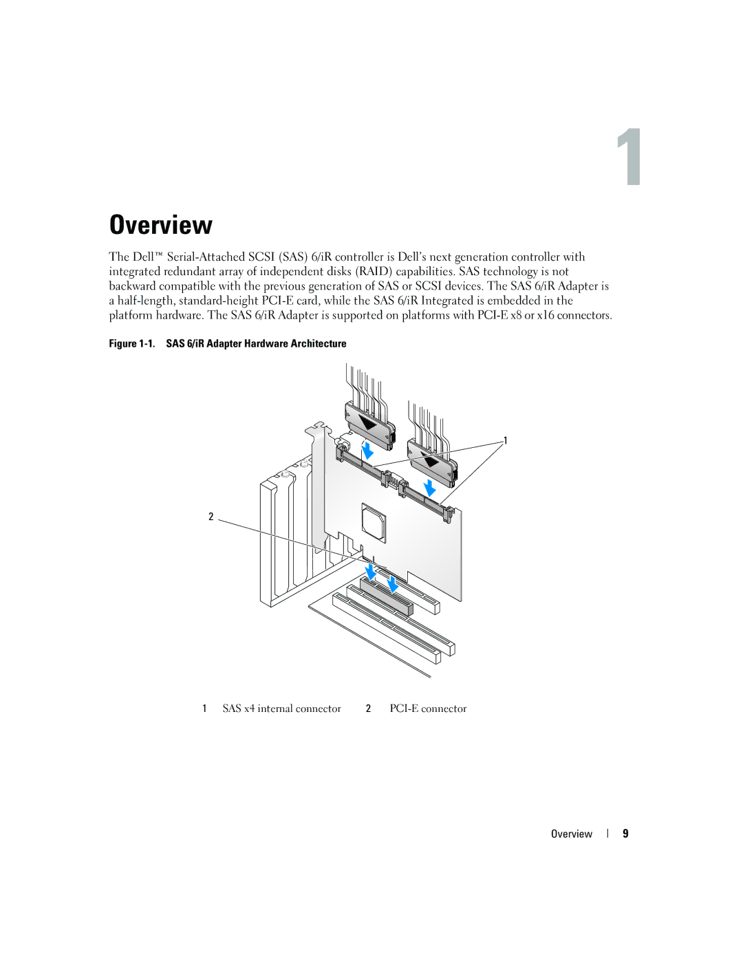 Dell SCSI 6/IR manual Overview, SAS 6/iR Adapter Hardware Architecture 