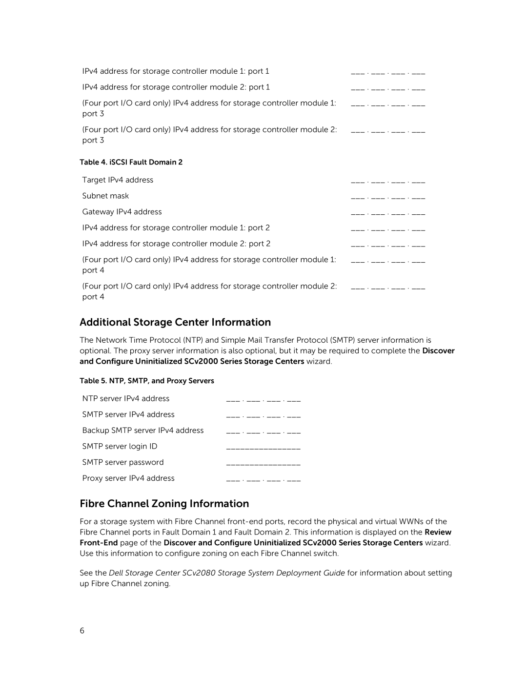 Dell SCv2080 manual Additional Storage Center Information, Fibre Channel Zoning Information 