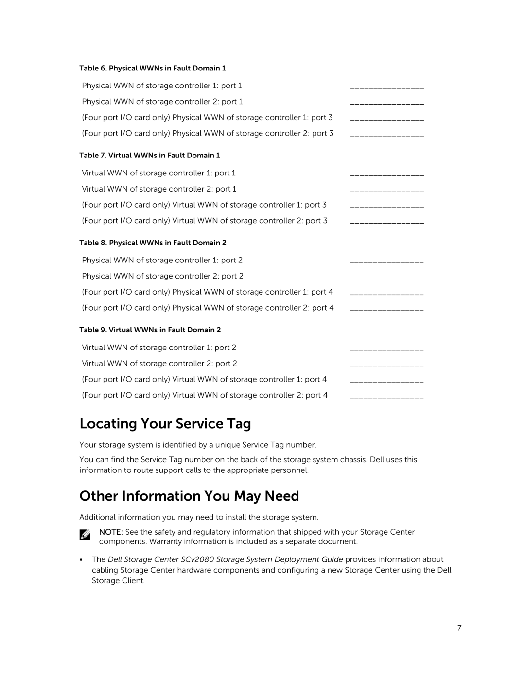 Dell SCv2080 manual Locating Your Service Tag, Other Information You May Need 