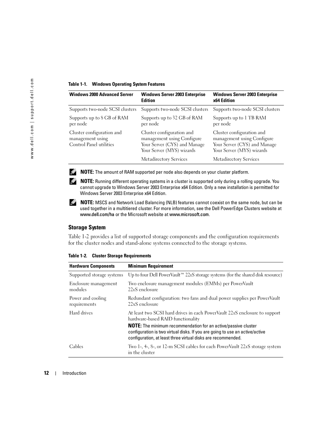 Dell SE500W manual Storage System, Edition X64 Edition, Configuration, at least three virtual disks are recommended 