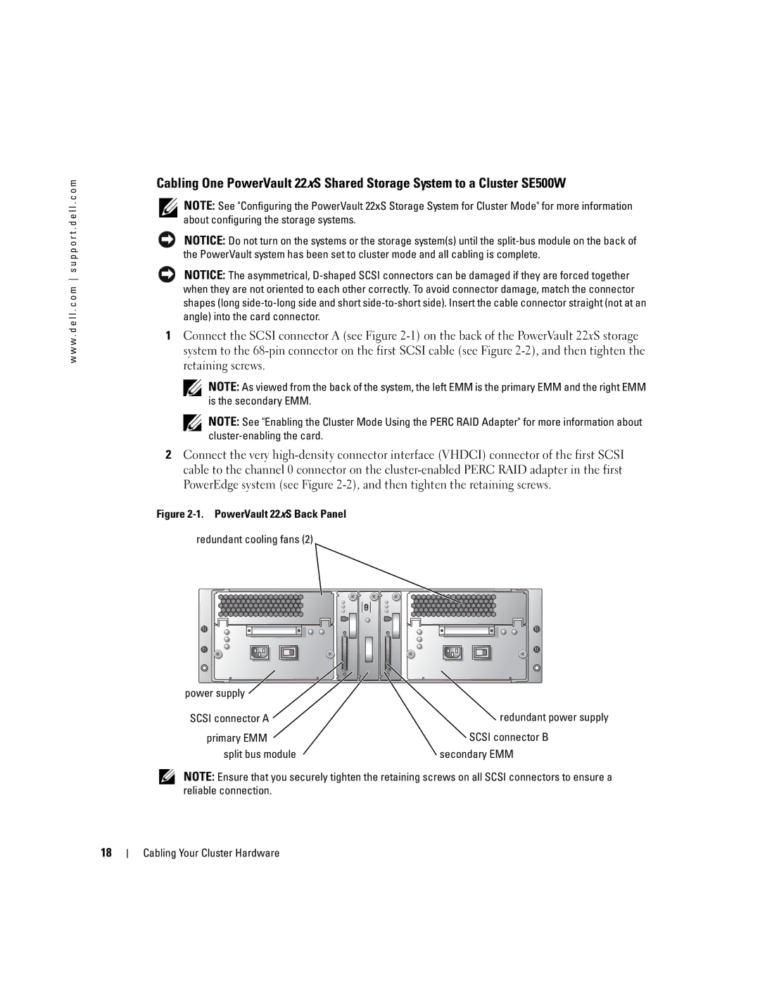 Dell SE500W manual Redundant power supply 