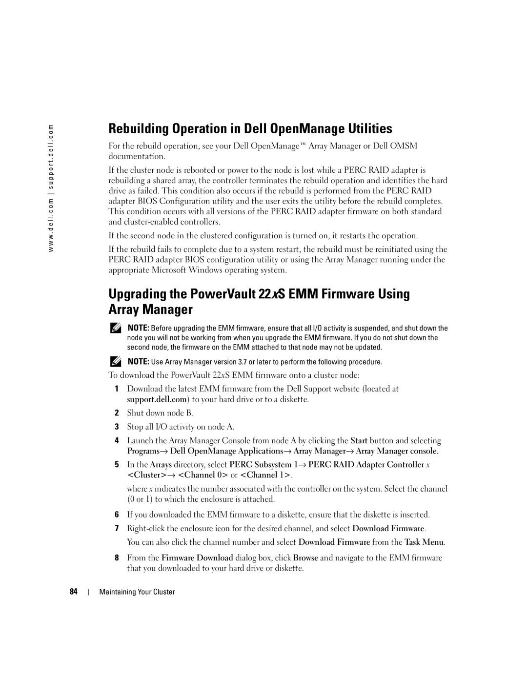 Dell SE500W manual Rebuilding Operation in Dell OpenManage Utilities 