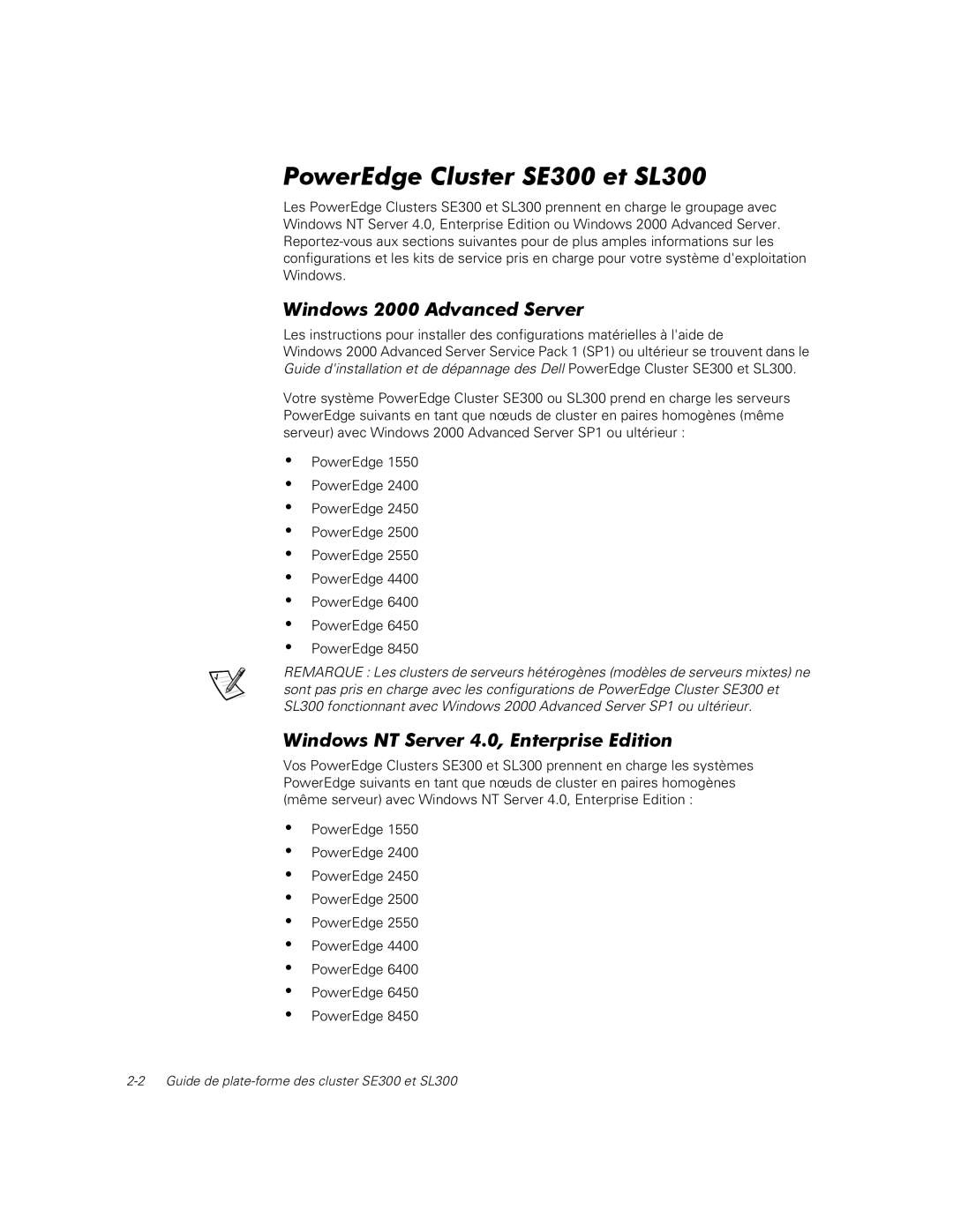 Dell manual PowerEdge Cluster SE300 et SL300, Windows 2000 Advanced Server 