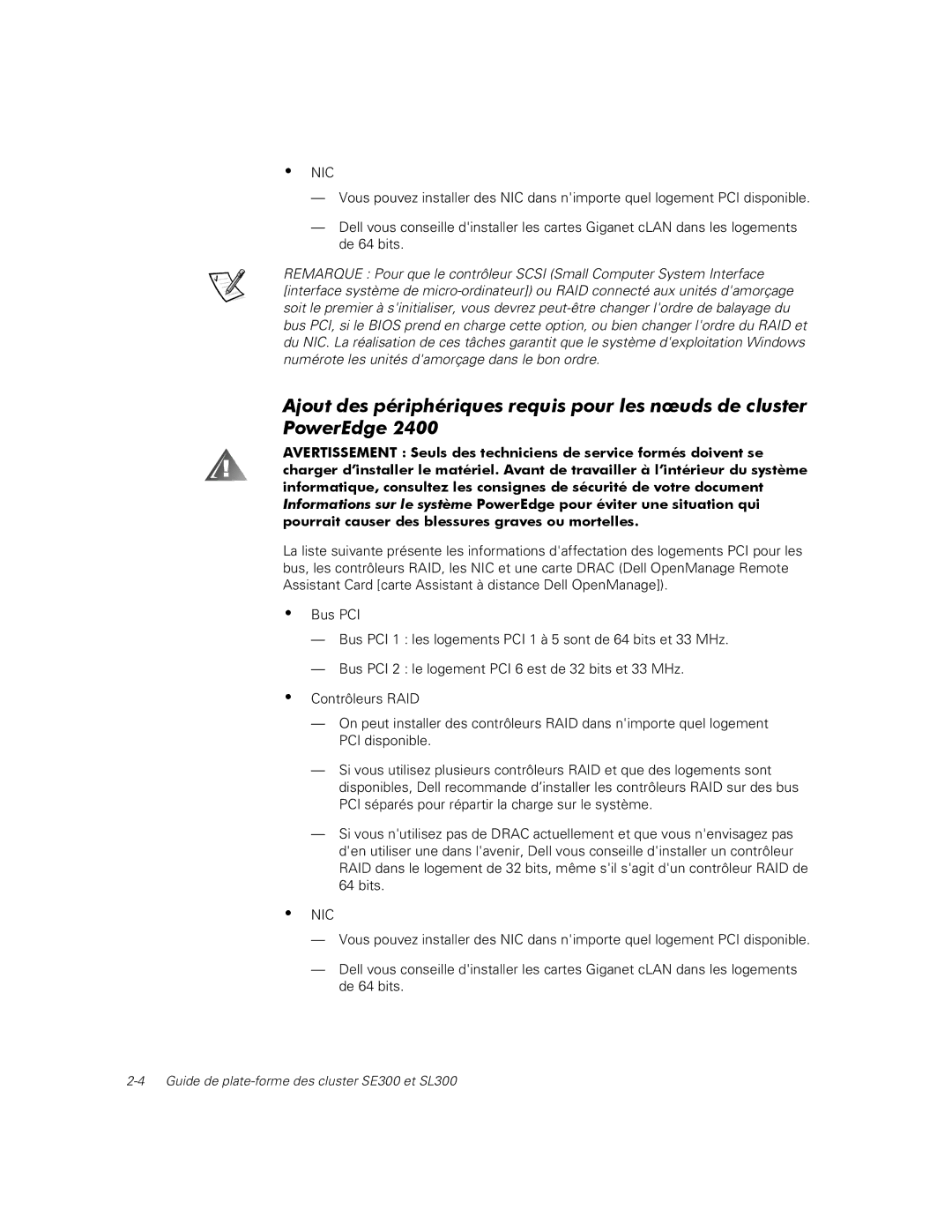 Dell SL300, SE300 manual Nic 