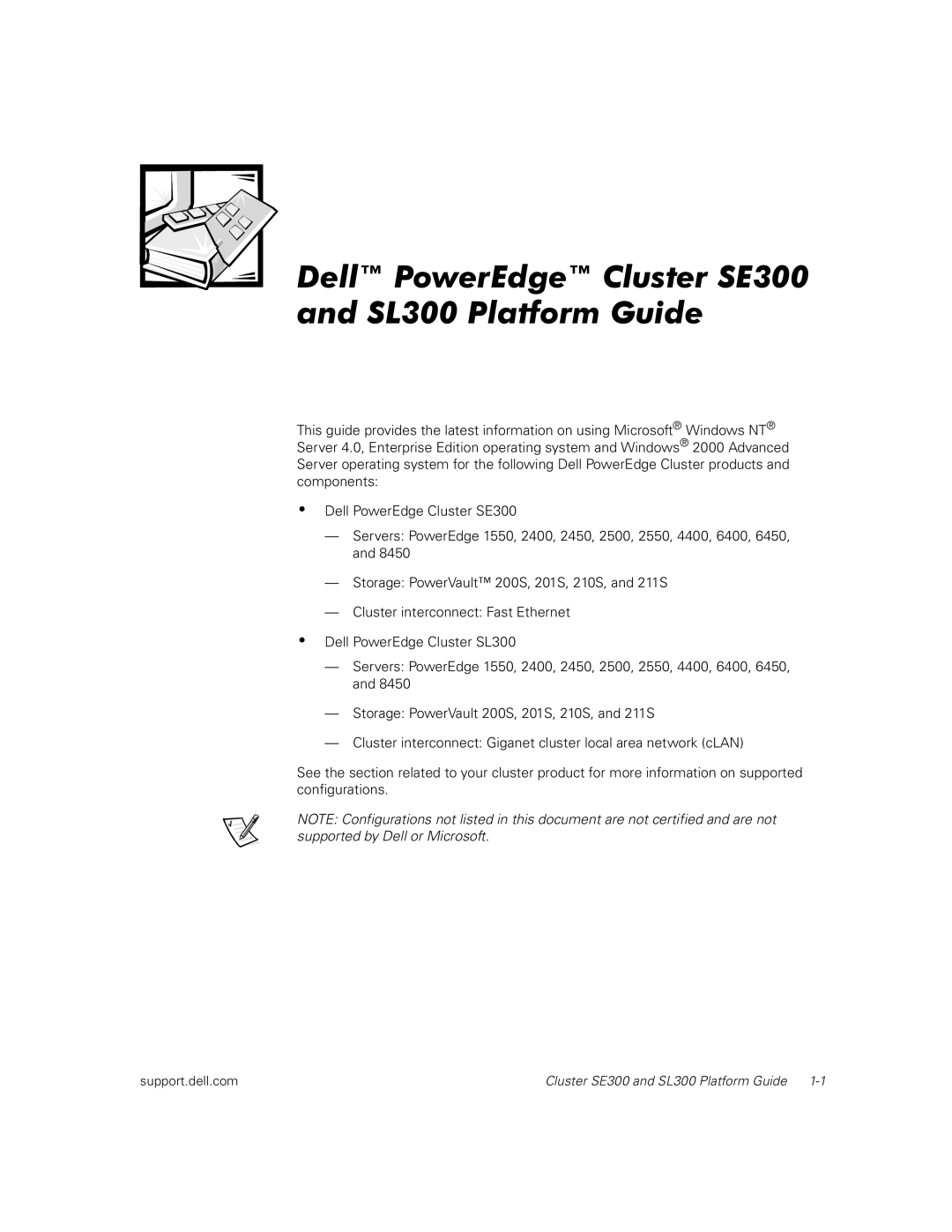 Dell manual Dell PowerEdge Cluster SE300 and SL300 Platform Guide 