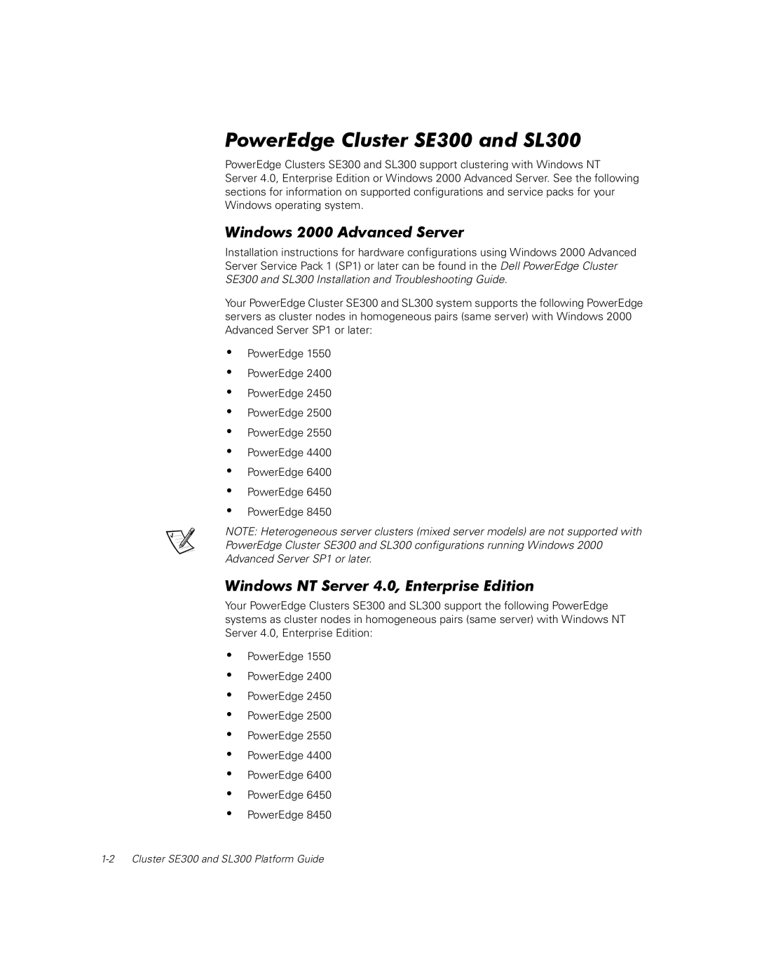 Dell manual PowerEdge Cluster SE300 and SL300, Windows 2000 Advanced Server, Windows NT Server 4.0, Enterprise Edition 