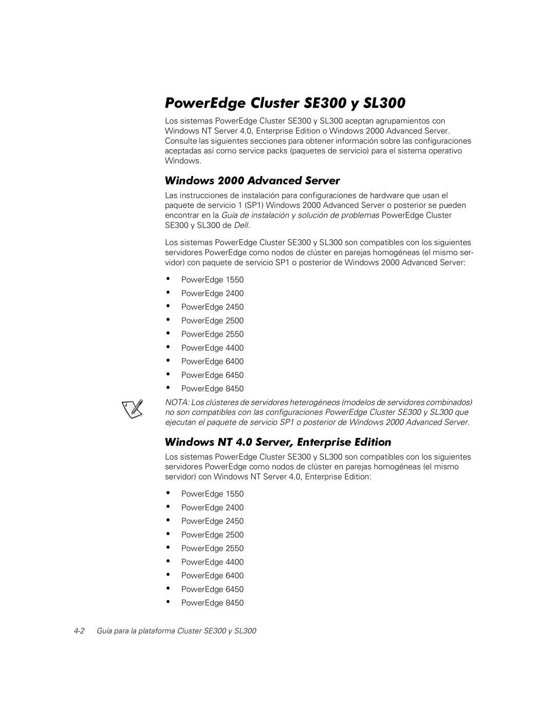 Dell manual PowerEdge Cluster SE300 y SL300, Windows NT 4.0 Server, Enterprise Edition 