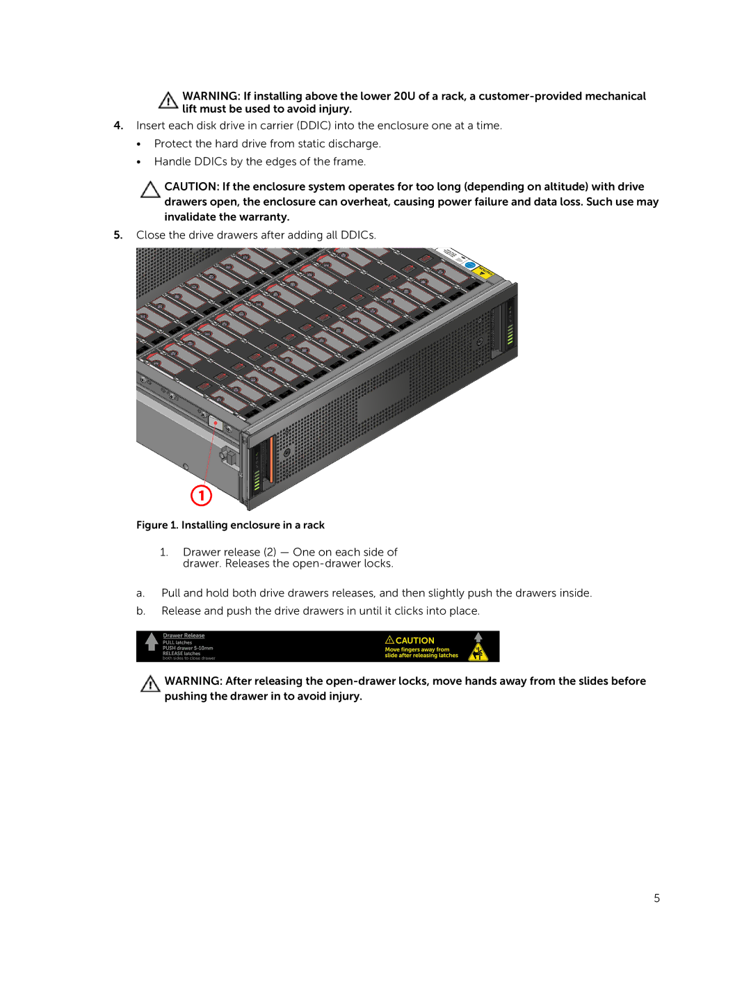 Dell E11J, SP-2584 manual Installing enclosure in a rack 