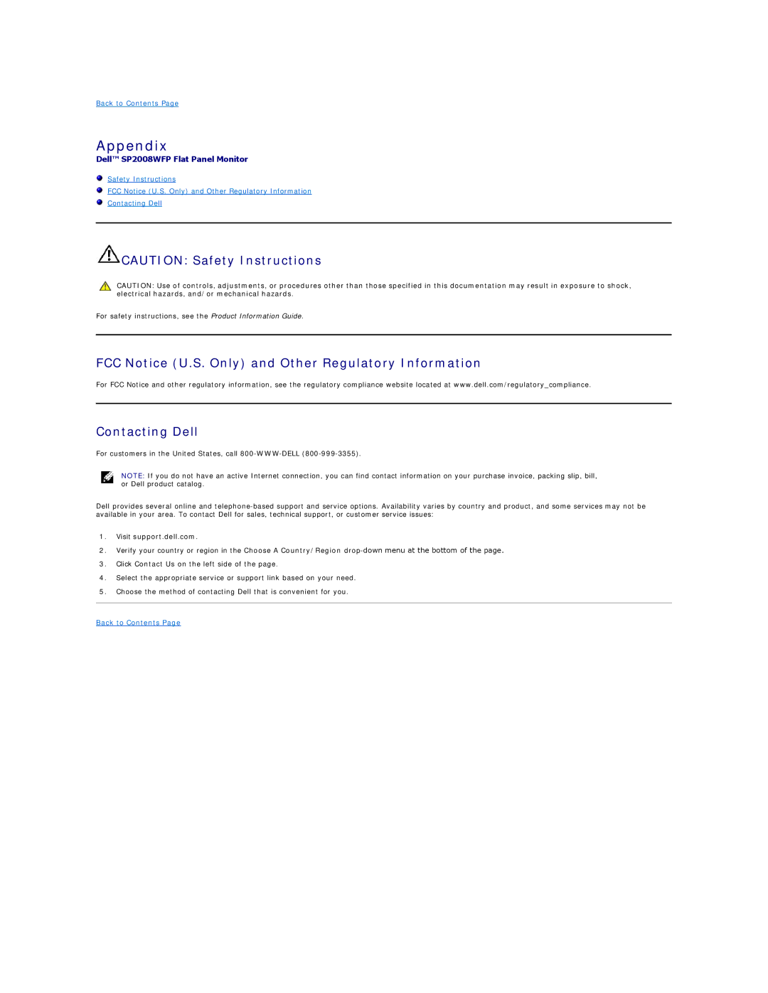 Dell SP2008WFPF appendix Appendix, Visit support.dell.com 