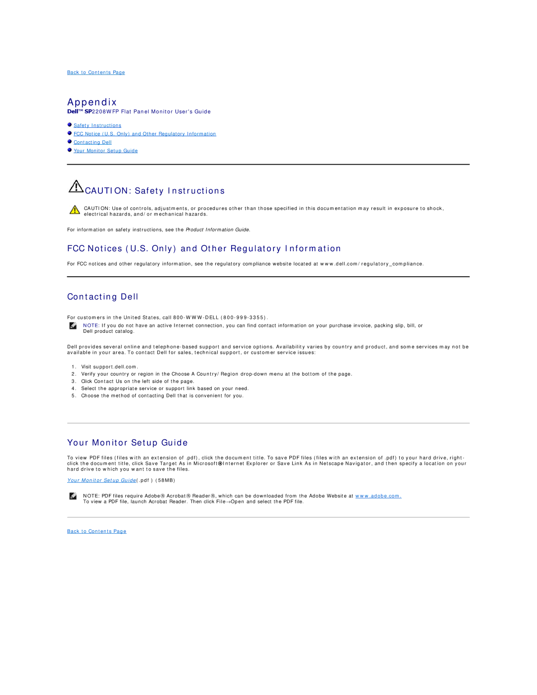 Dell SP2208W appendix Appendix, Your Monitor Setup Guide 