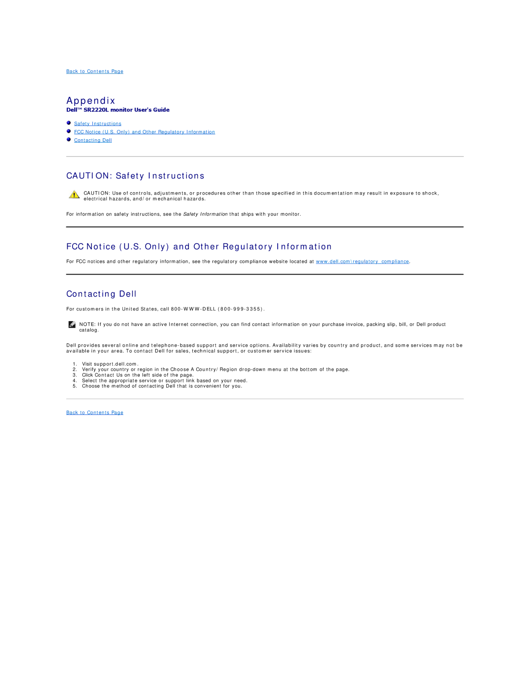 Dell SR2220L appendix Appendix 