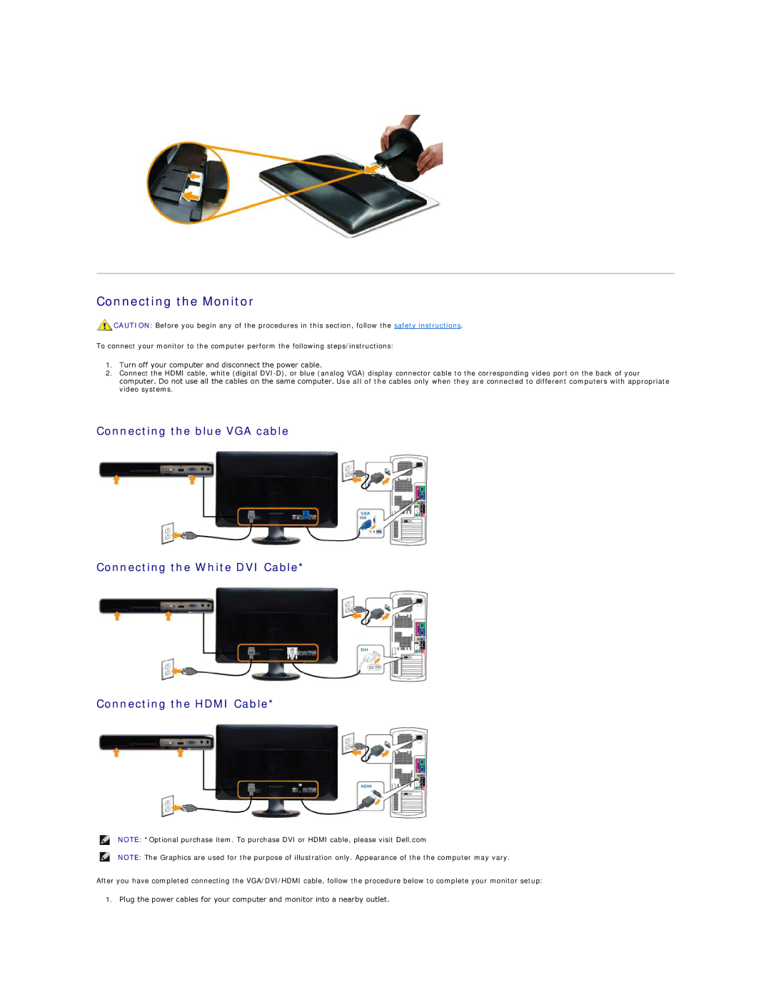 Dell SR2220L appendix Connecting the Monitor 