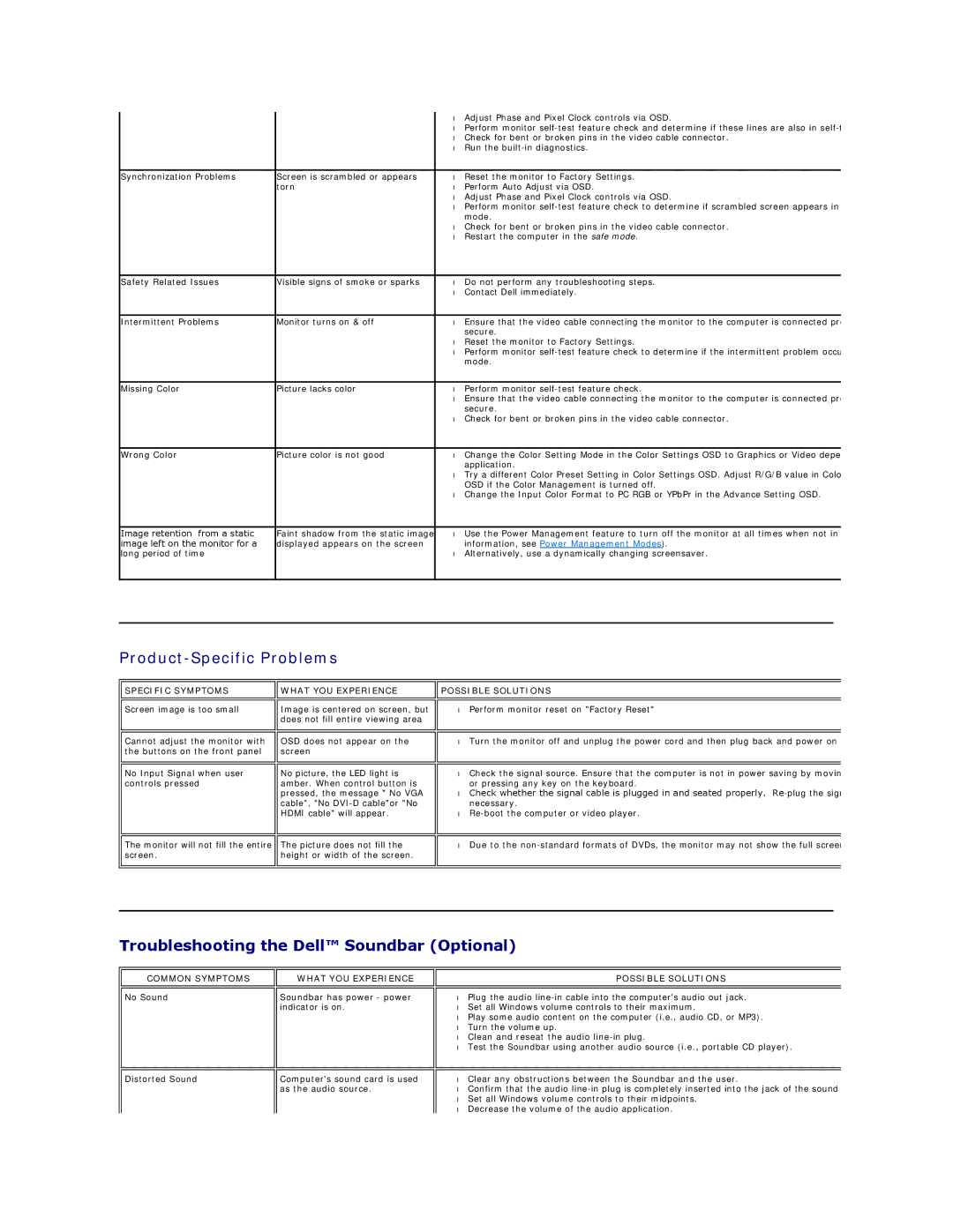 Dell SR2220L appendix Product-Specific Problems, Troubleshooting the Dell Soundbar Optional 