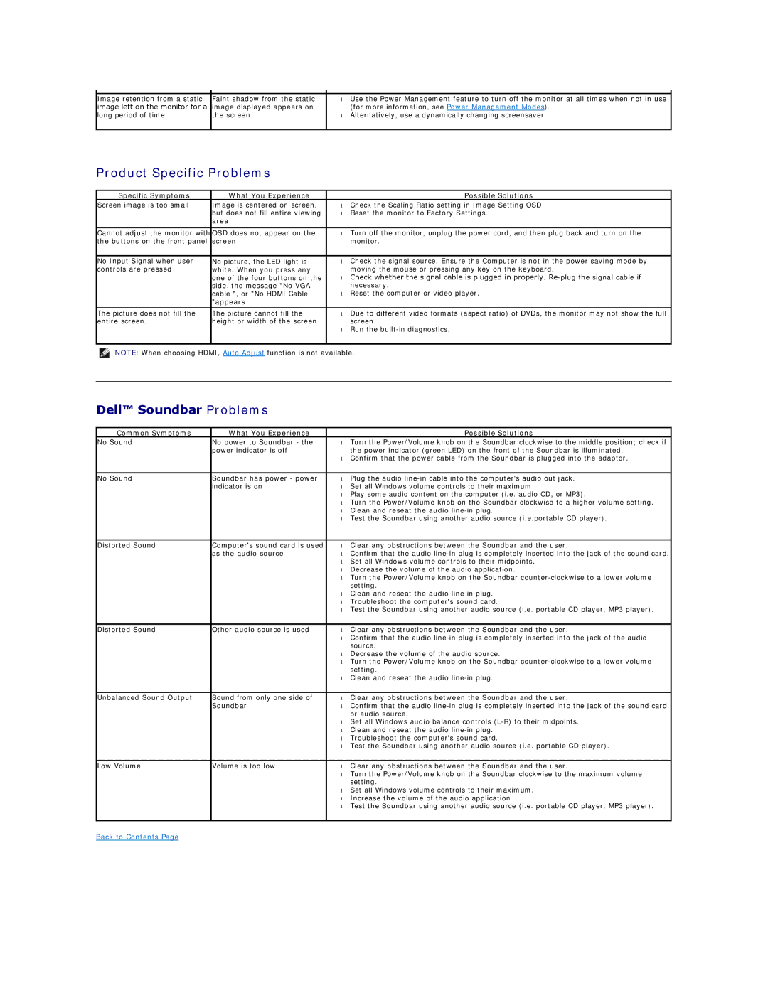 Dell ST2010-BLK appendix Product Specific Problems, Dell Soundbar Problems 