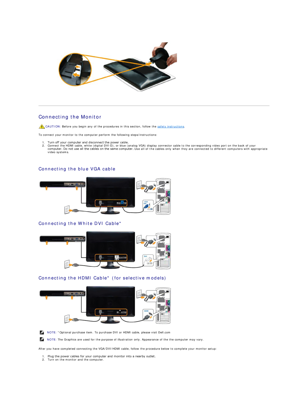 Dell ST2321L, ST2320L appendix Connecting the Monitor 