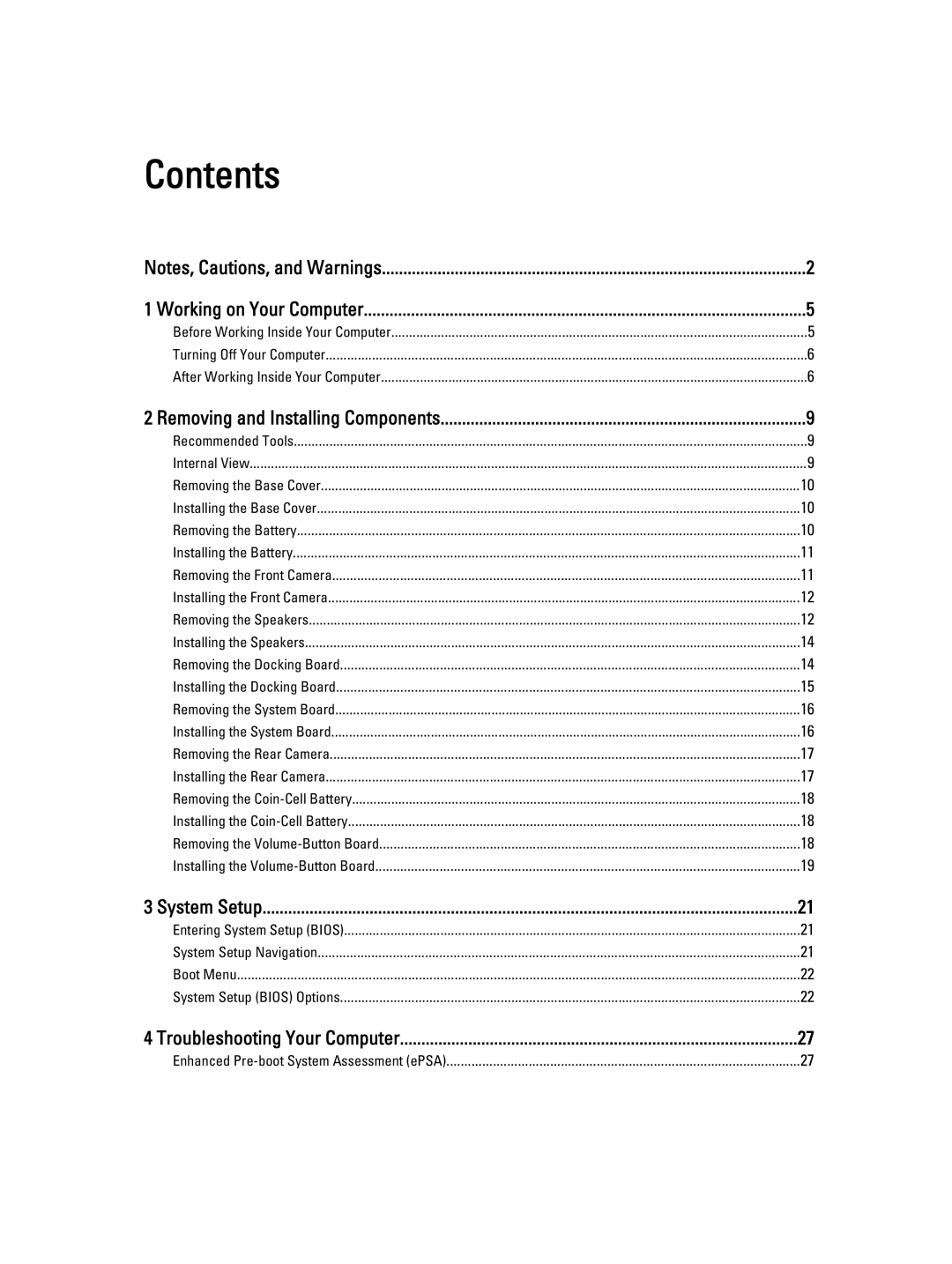 Dell 10-ST2E manual Contents 