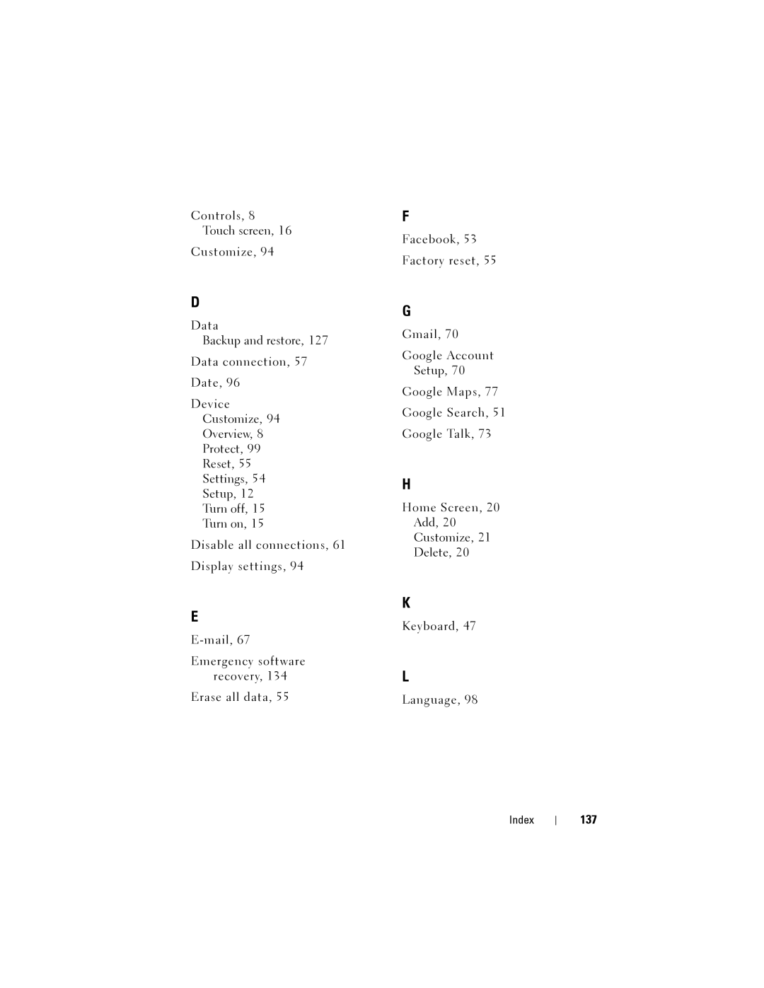 Dell Streak user manual 137 