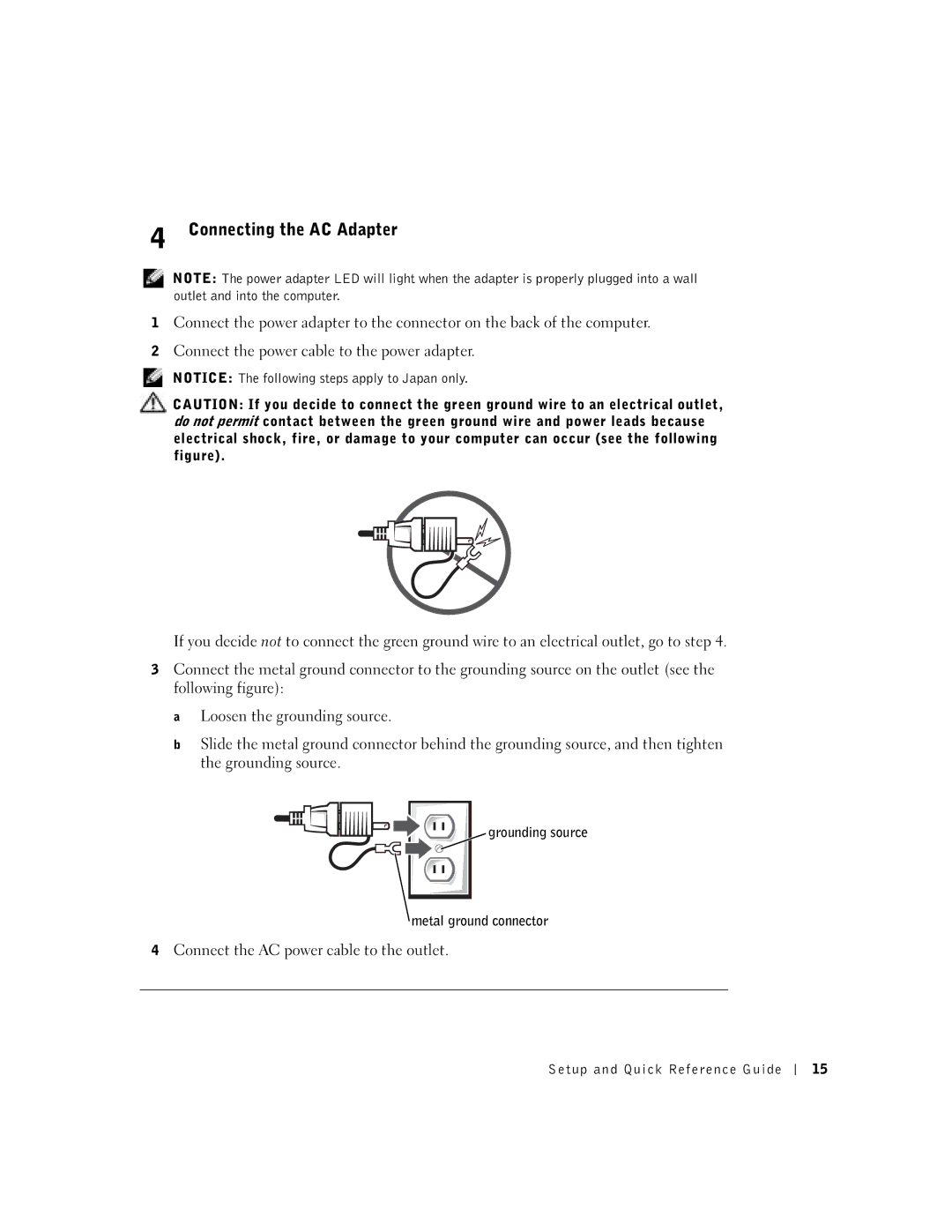 Dell SX manual Connecting the AC Adapter 