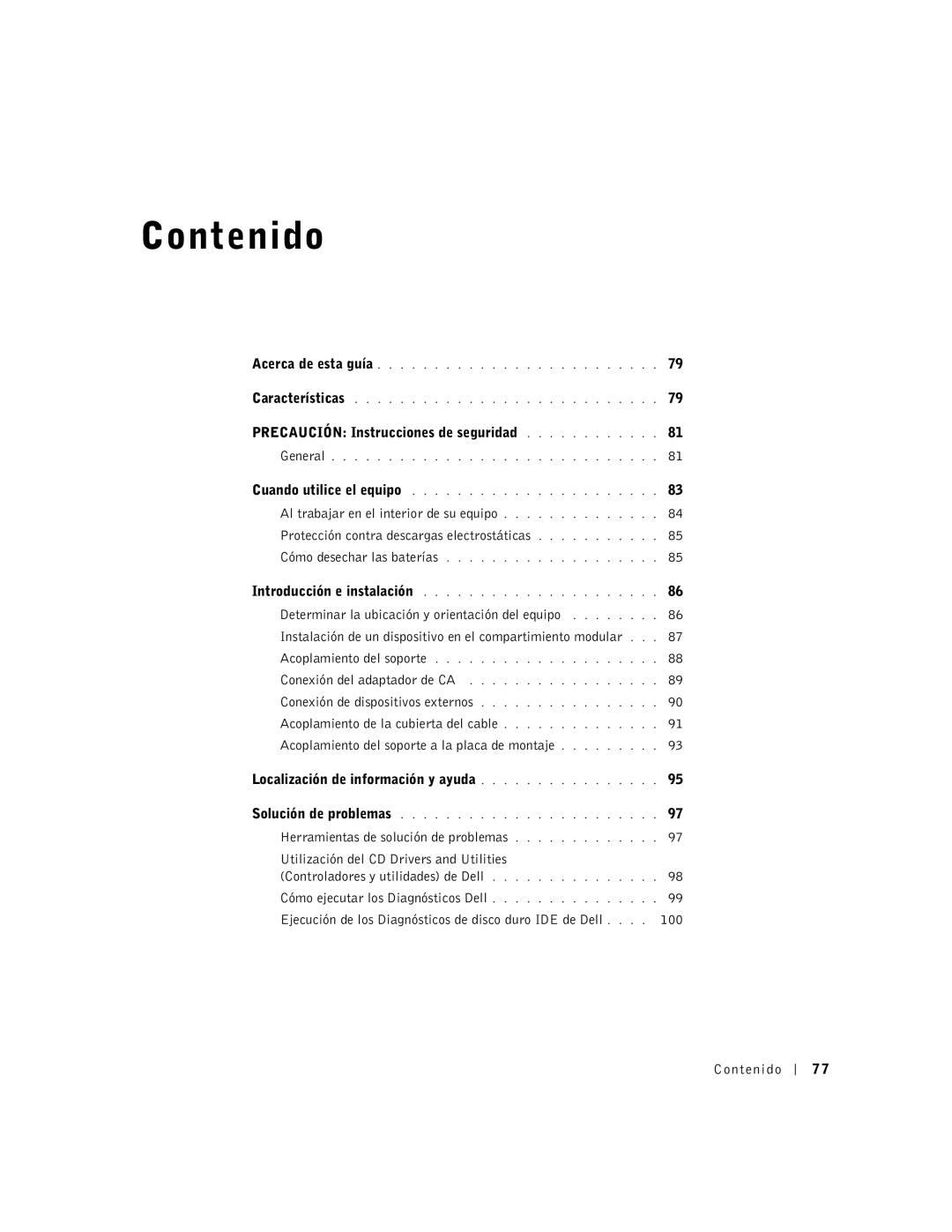 Dell SX manual Contenido 