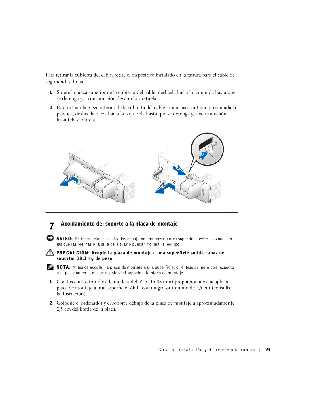 Dell SX manual Acoplamiento del soporte a la placa de montaje 