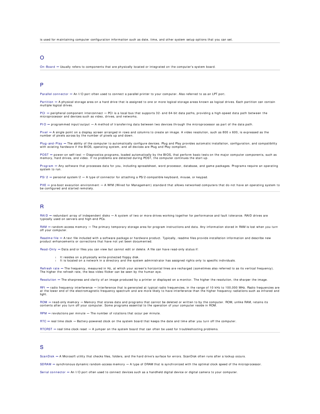 Dell SX260 technical specifications 